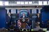 President Donald Trump, Alex Azar and Stephen Hahn on Aug. 23.