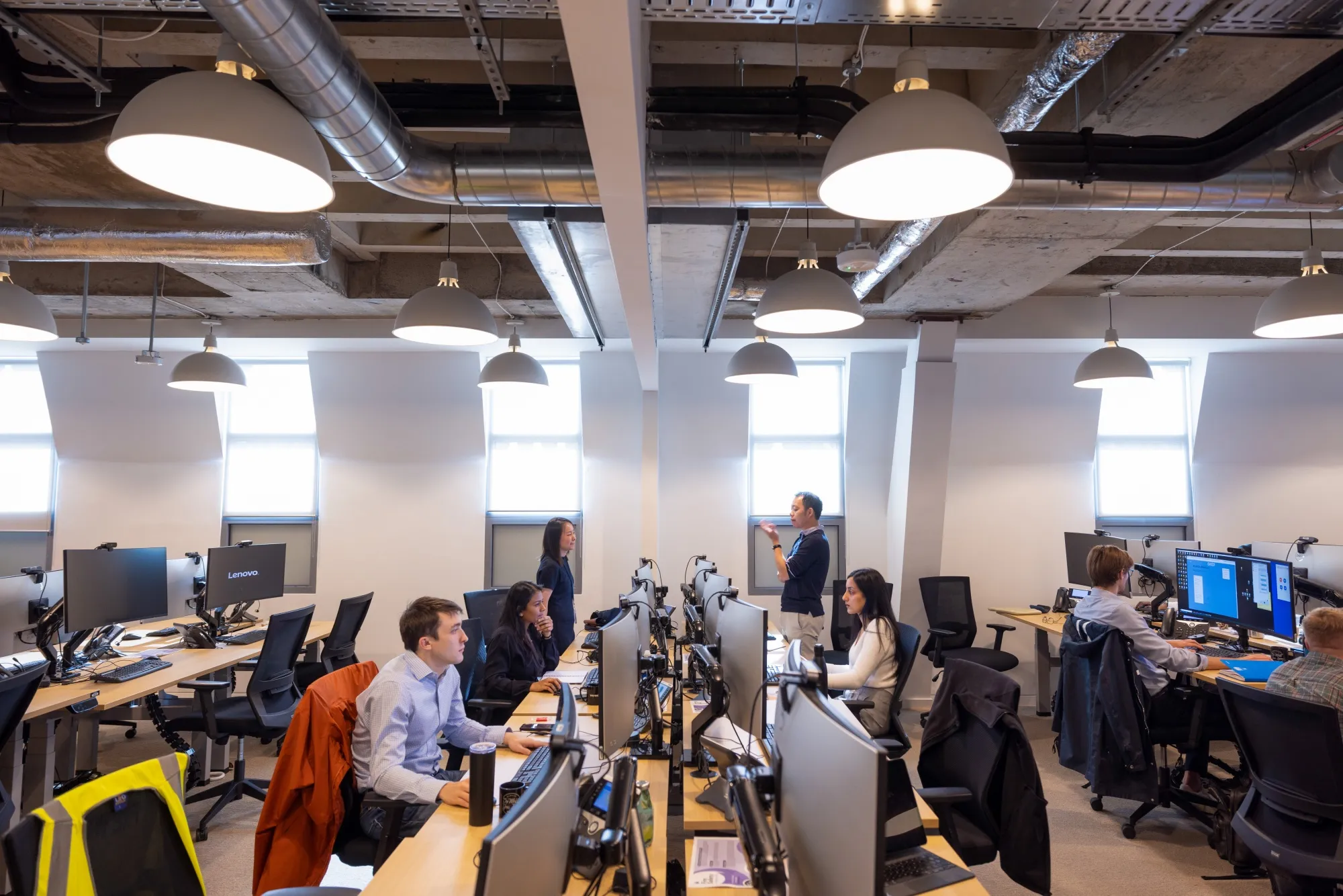 Employees at the Goldman Sachs Group office in Birmingham, UK.