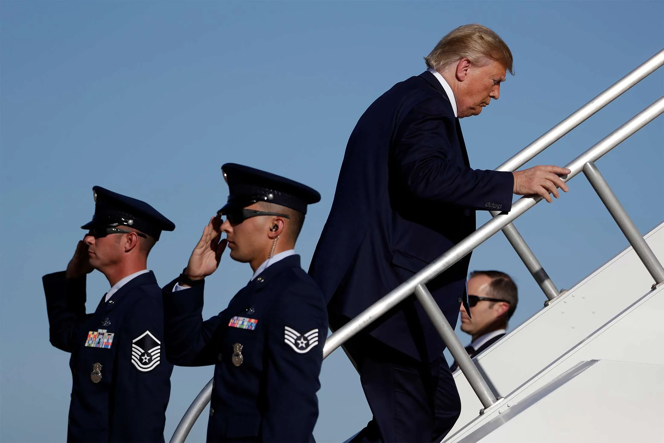 Donald Trump boards Air Force One in San Diego, Calif. on Sept. 18.
