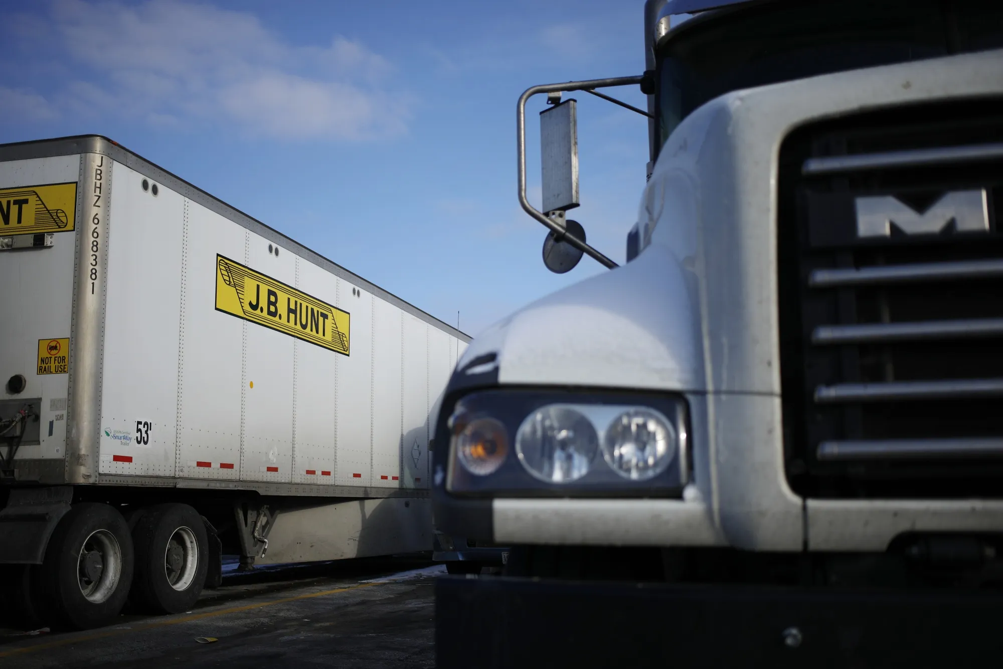 J.B. Hunt’s disappointing first-quarter results signal&nbsp;more pain is ahead for the truck market. One of the company’s tractor trailers is parked at a truck stop in Whiteland, Indiana in 2022.