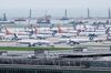 Aircraft operated by Cathay Pacific Airways Ltd. and its Cathay Dragon unit are on the runway at Hong Kong International Airport in Hong Kong on June 9.