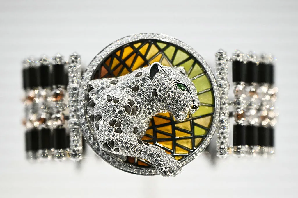 A panther bracelet created in 2015 displayed at a&nbsp;Cartier exhibition at the V&amp;A (Victoria and Albert) museum in London.