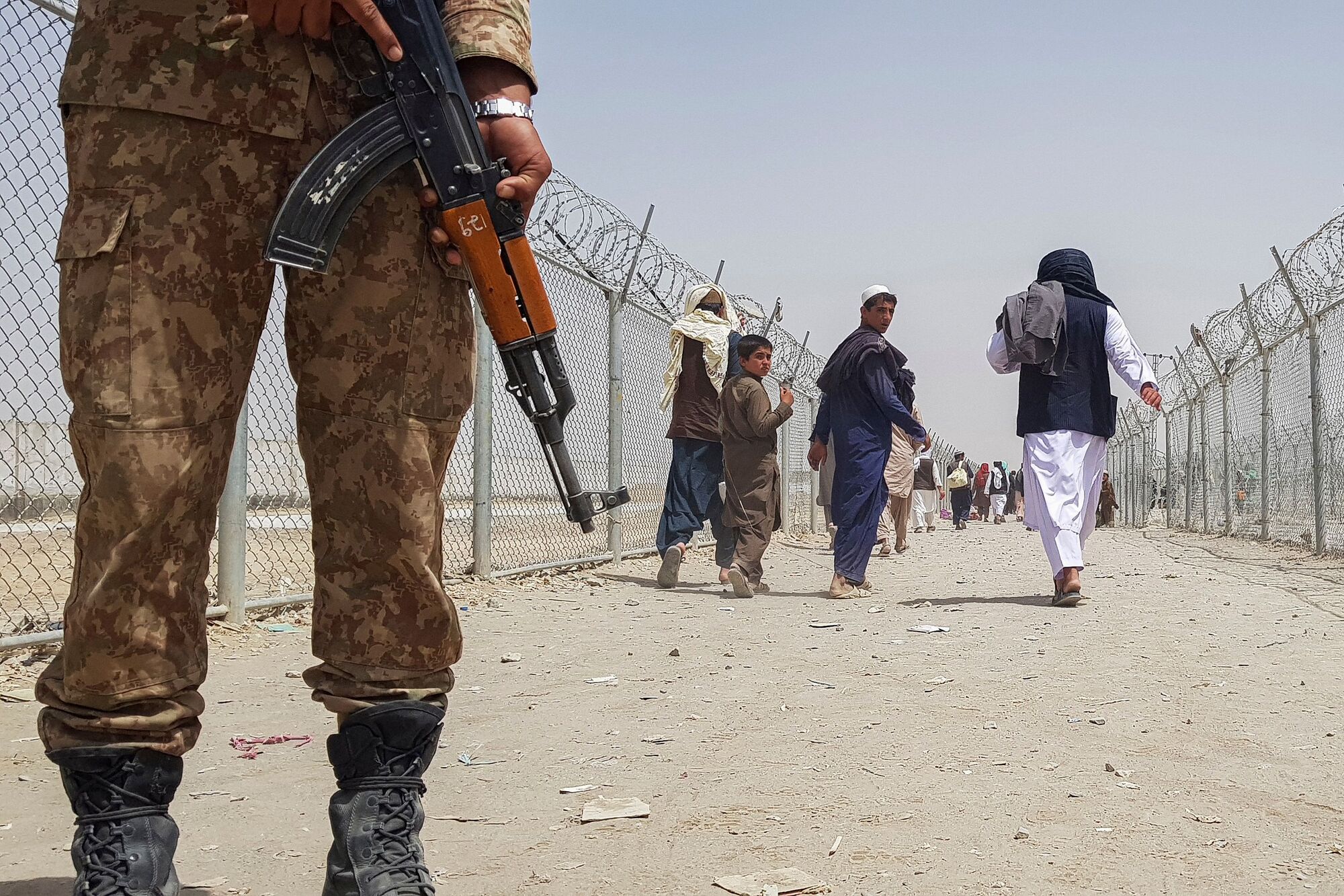 A Pakistani soldier at the Afghan border on Aug. 15.