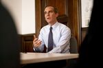 Eric Garcetti speaks during an interview in Los Angeles on March 25.