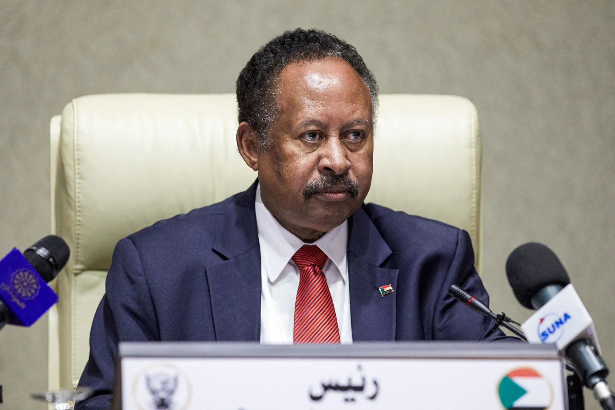 Abdalla Hamdok chairs a cabinet meeting in Khartoum on Sept. 21.