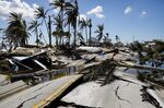 The destroyed Pine Island Road following Hurricane Ian in Matlacha Isles, Florida, on Oct. 1.