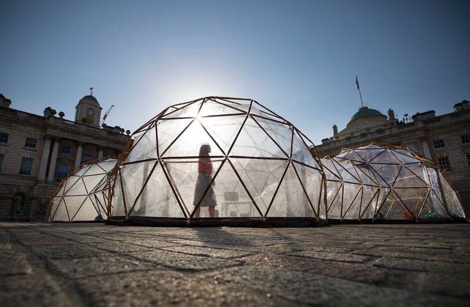Pollution Pods by Michael Pinsky at Somerset House for Earth Day.
