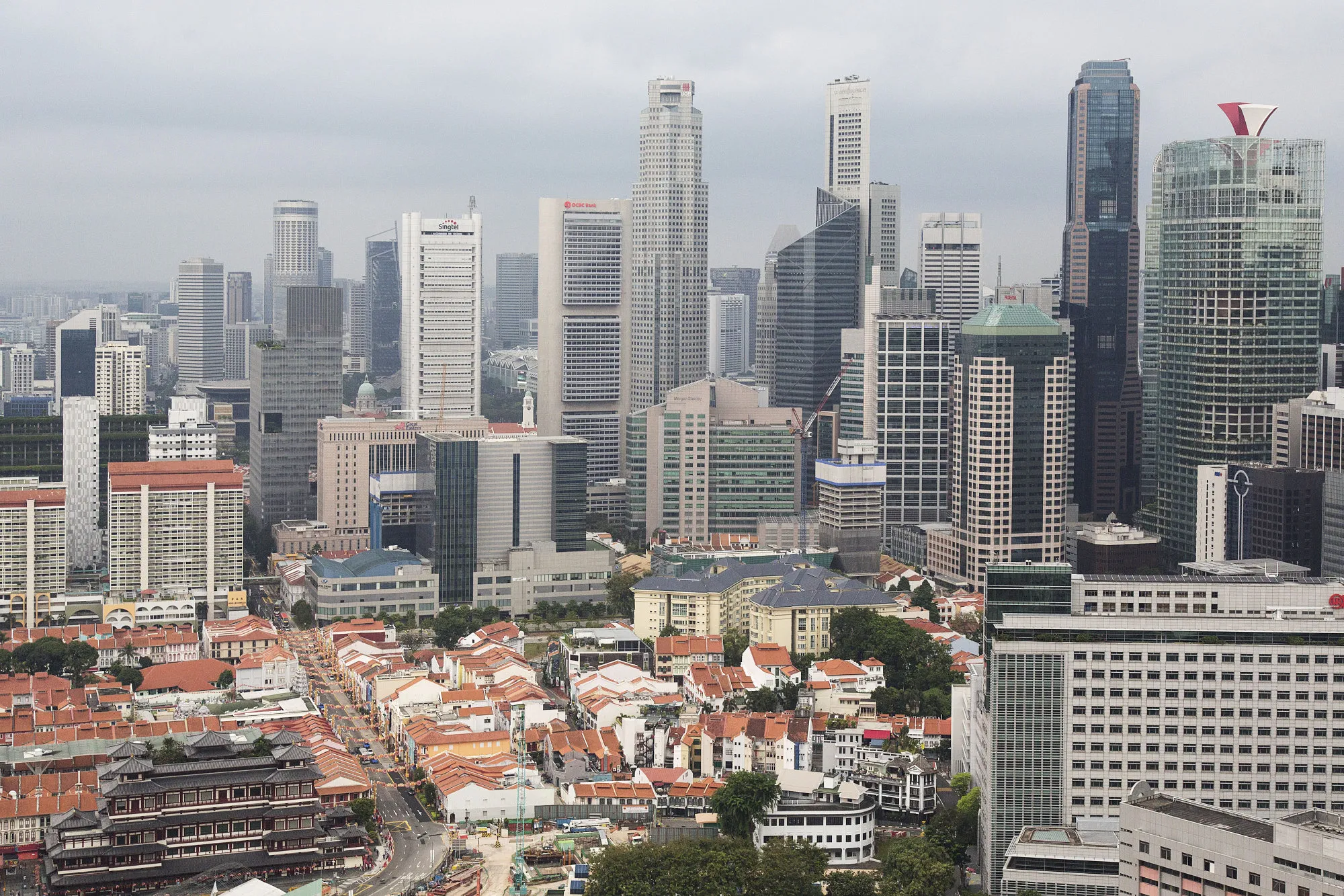 Commercial and residential buildings stand in Singapore.