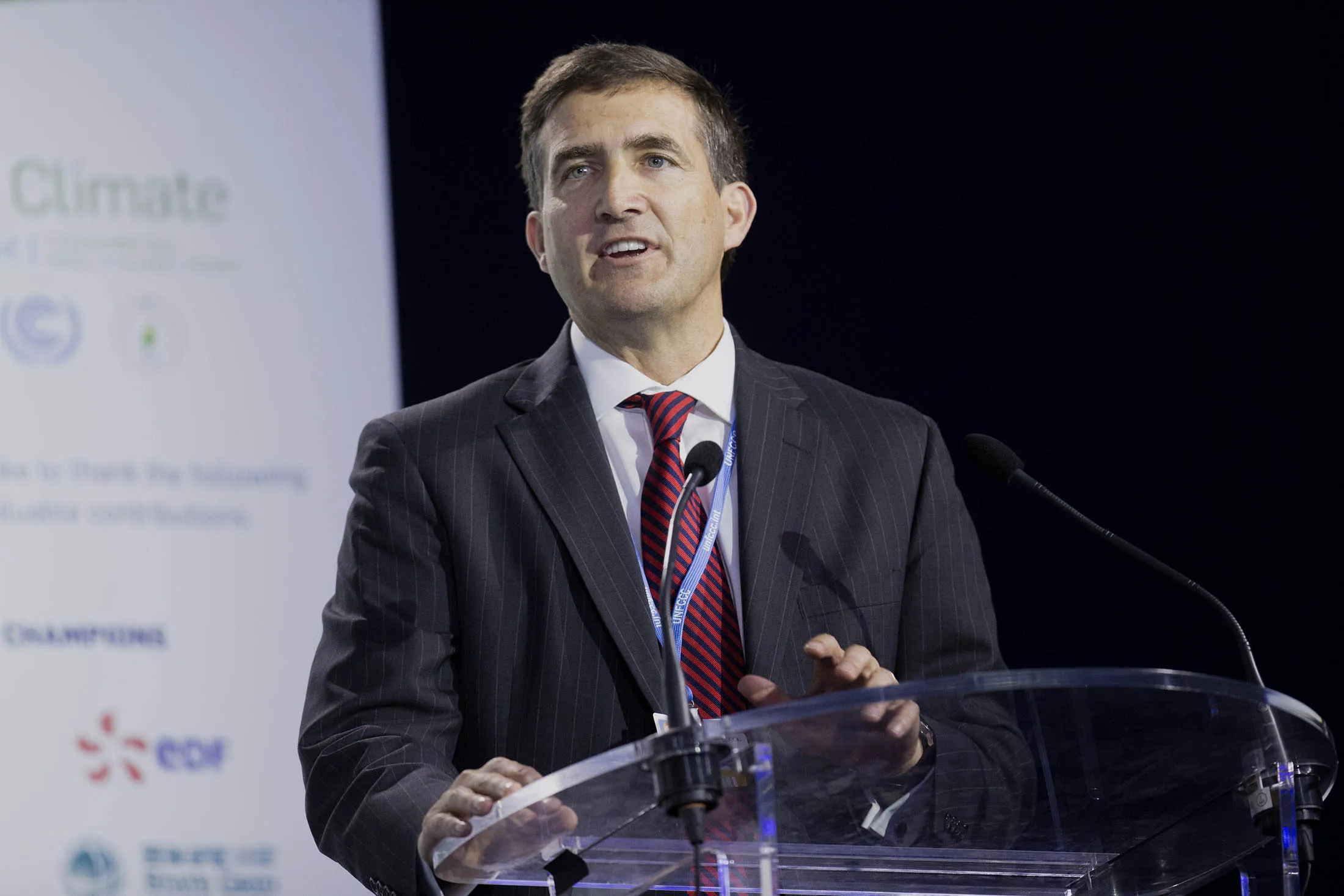 John Bryant, chief executive officer of Kellog Co., speaks during the caring for the climate summit at the United Nations COP21 climate summit, at Le Bourget, in Paris,.
