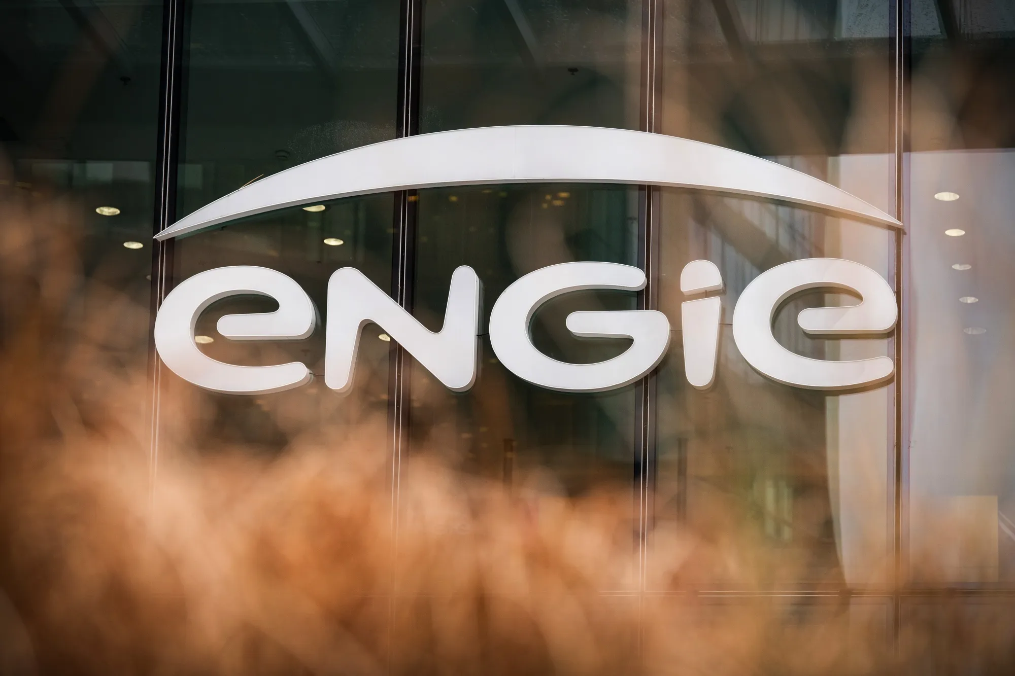 A logo on the Engie SA headquarters in the La Defense business district in Paris.