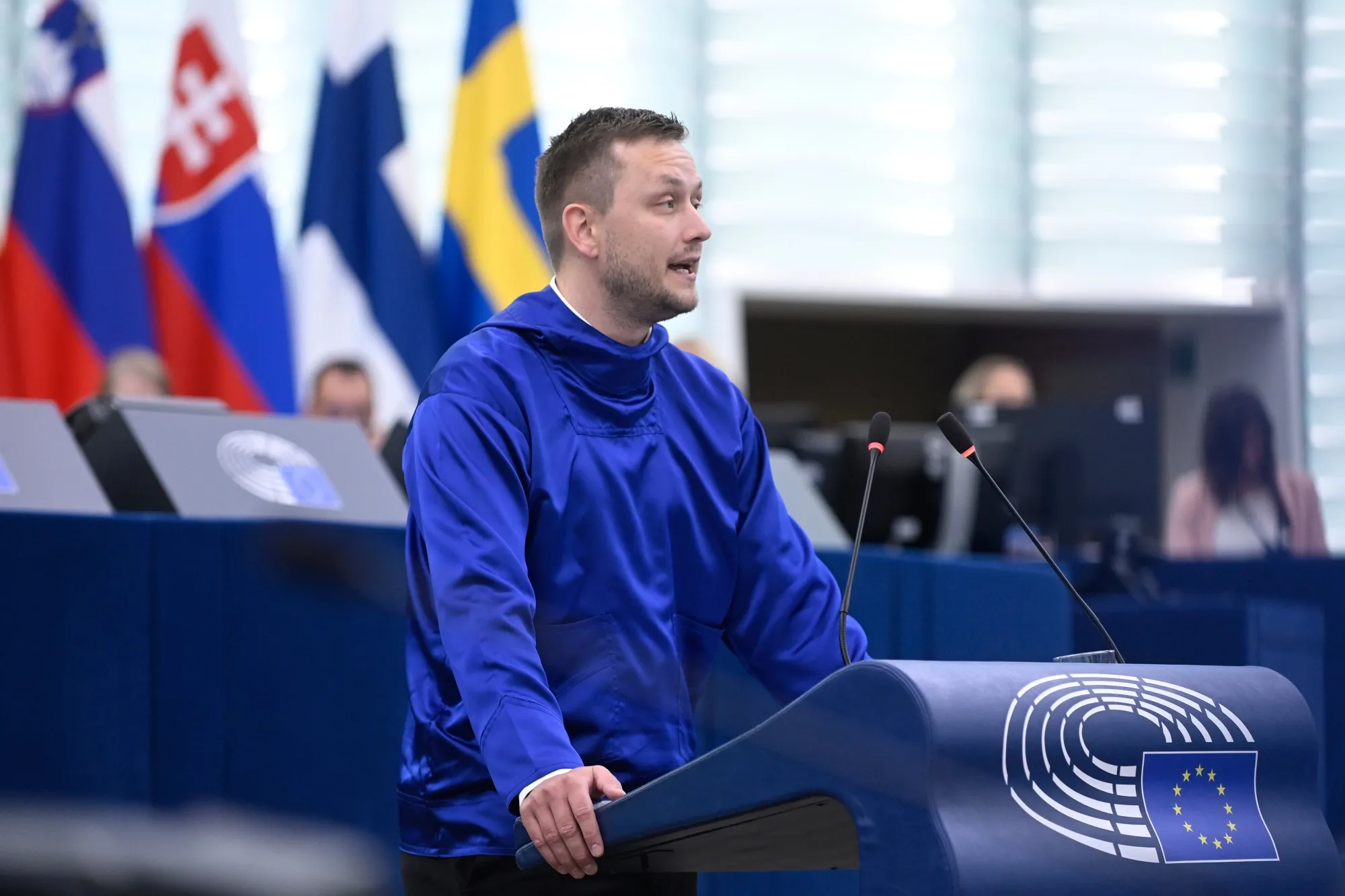 Jens-Frederik Nielsen at the European Parliament on Oct. 8.