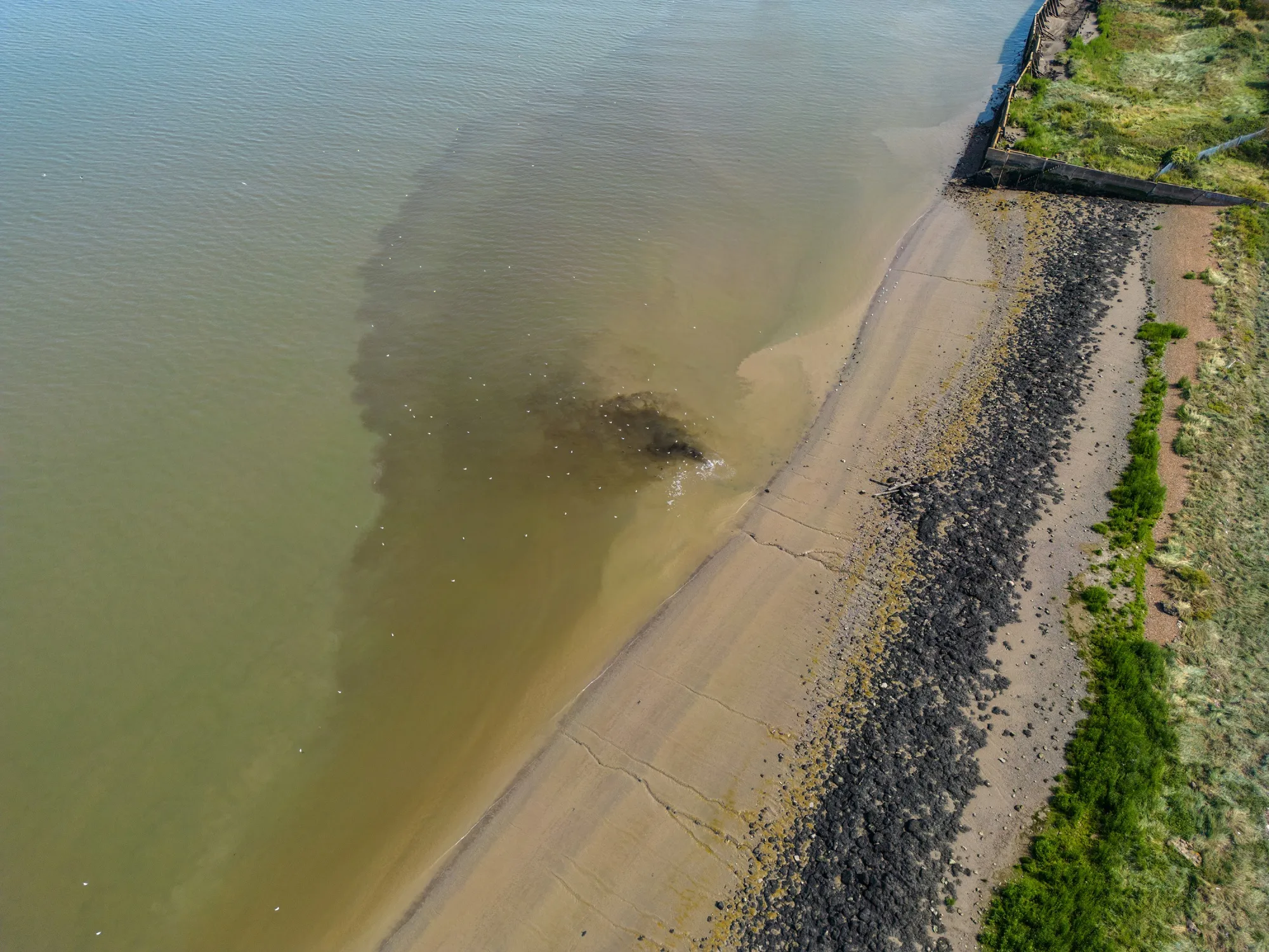 Discoloured liquid discharged into the River Thames&nbsp;in Dartford, UK.&nbsp;