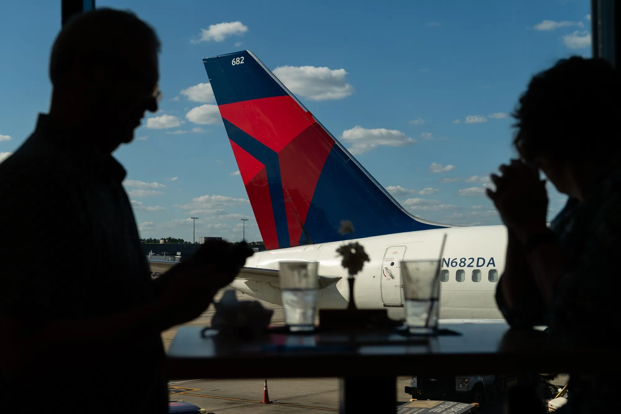 A Delta plane at Hartsfield-Jackson Atlanta International Airport (ATL) in Atlanta, Georgia.