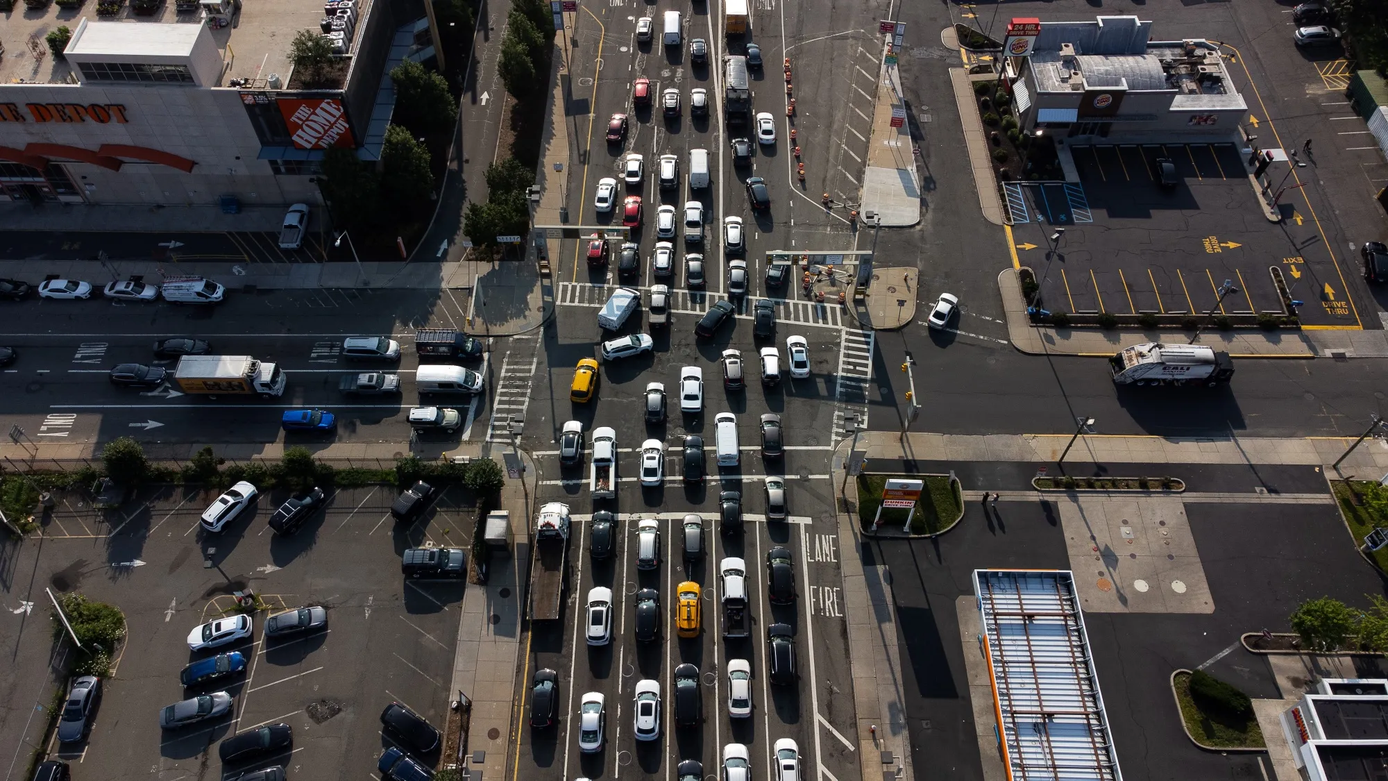 Vehicles approach the Holland Tunnel in Jersey City, New Jersey.