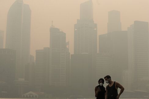 Singapore shrouded in smog.