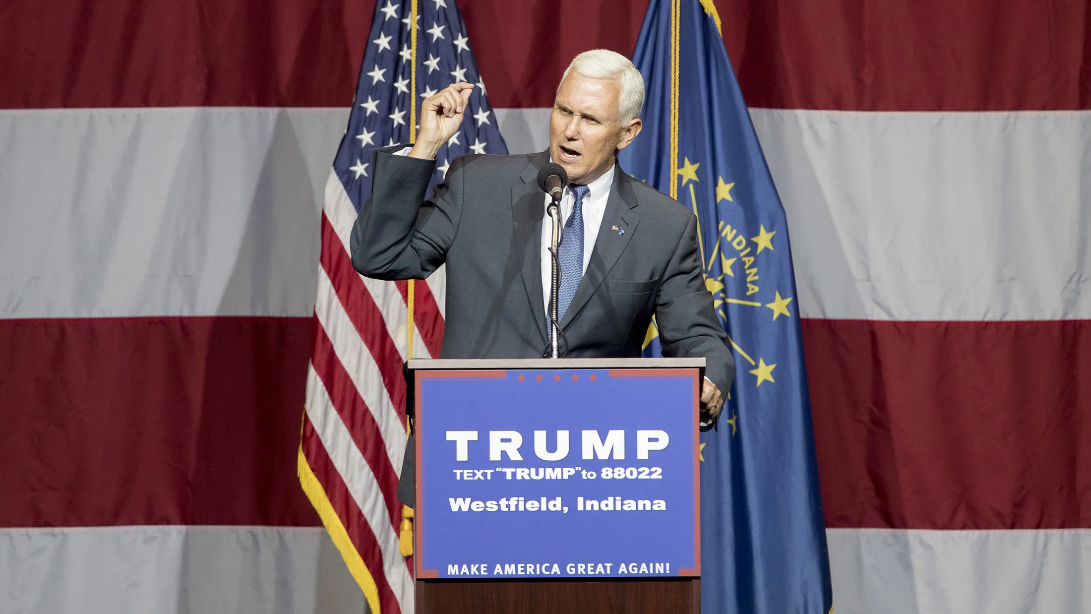 Indiana Governor Mike Pence on July 12, 2016 in Westfield, Indiana.
