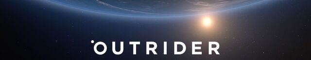 Outrider Foundation logo with view of earth and sun from space. 