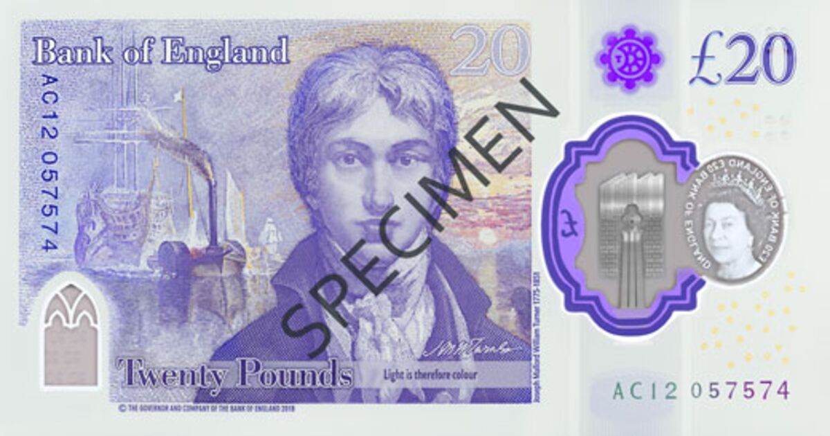 refere-se ao Bank of England divulga nova nota de £ 20 com a imagem de Turner
