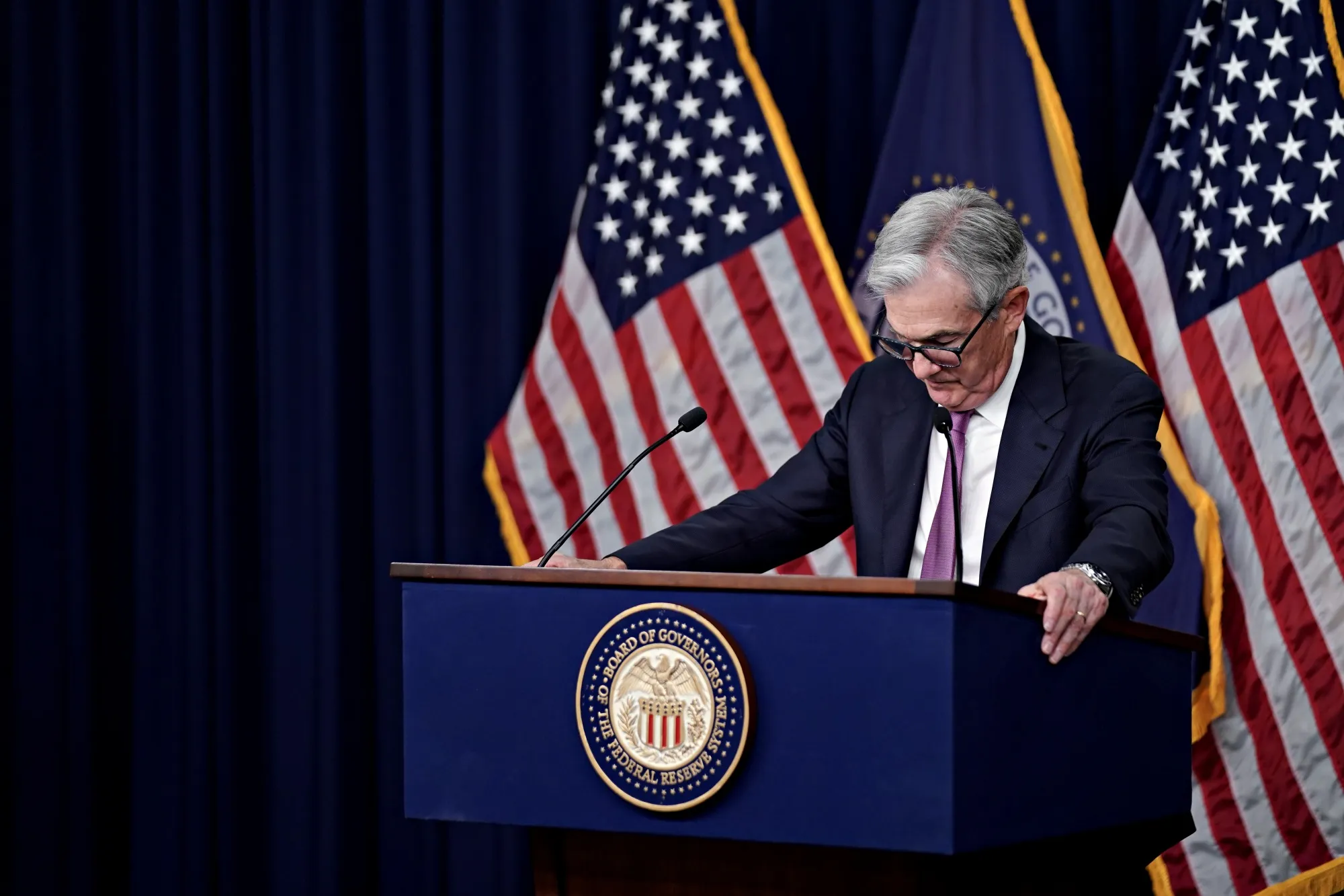 Jerome Powell during a news conference following a FOMC&nbsp;meeting in Washington, DC, on June 14.