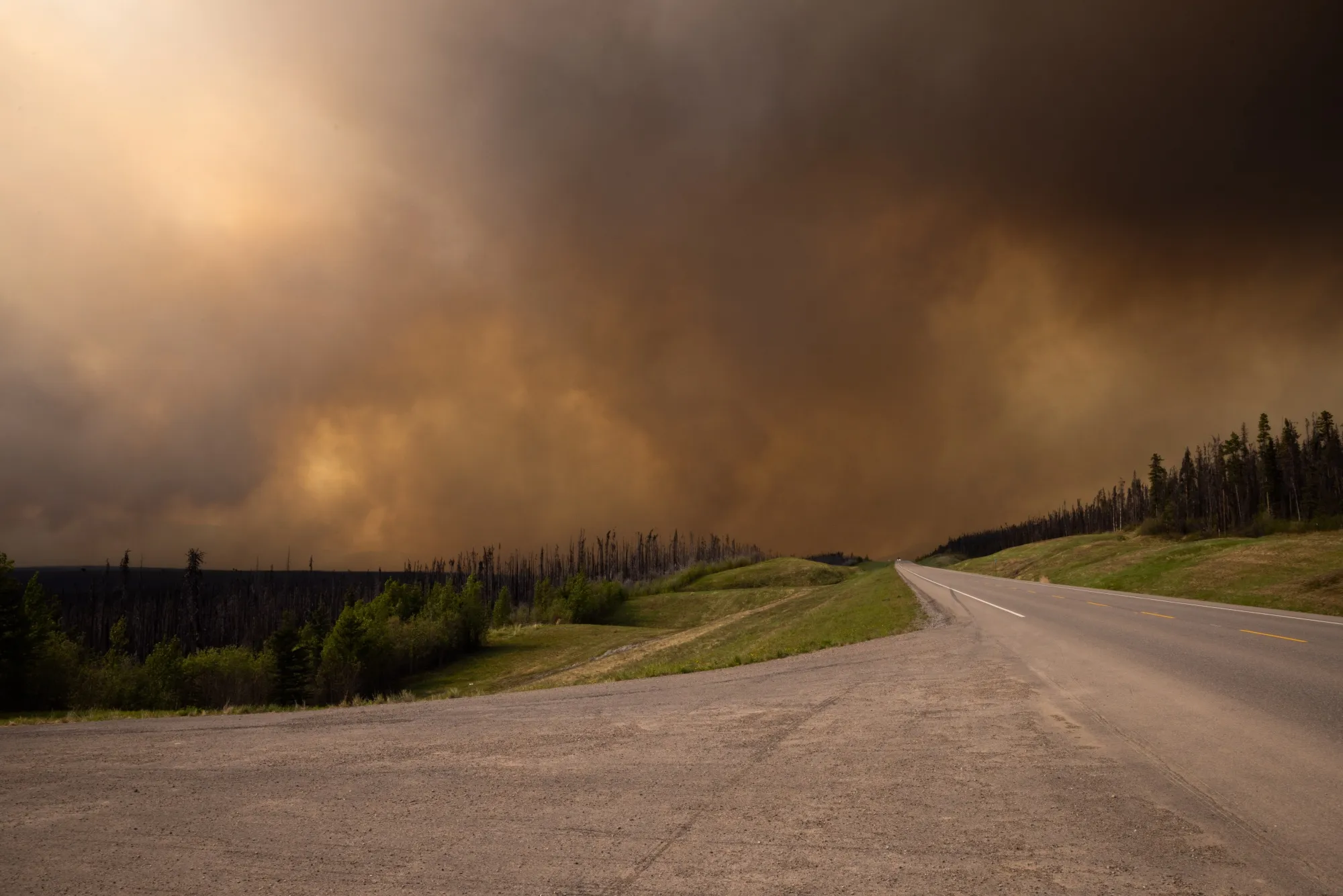 Wildfire smoke above Highway 97&nbsp;near Trutch, British Columbia, on&nbsp;May 30.