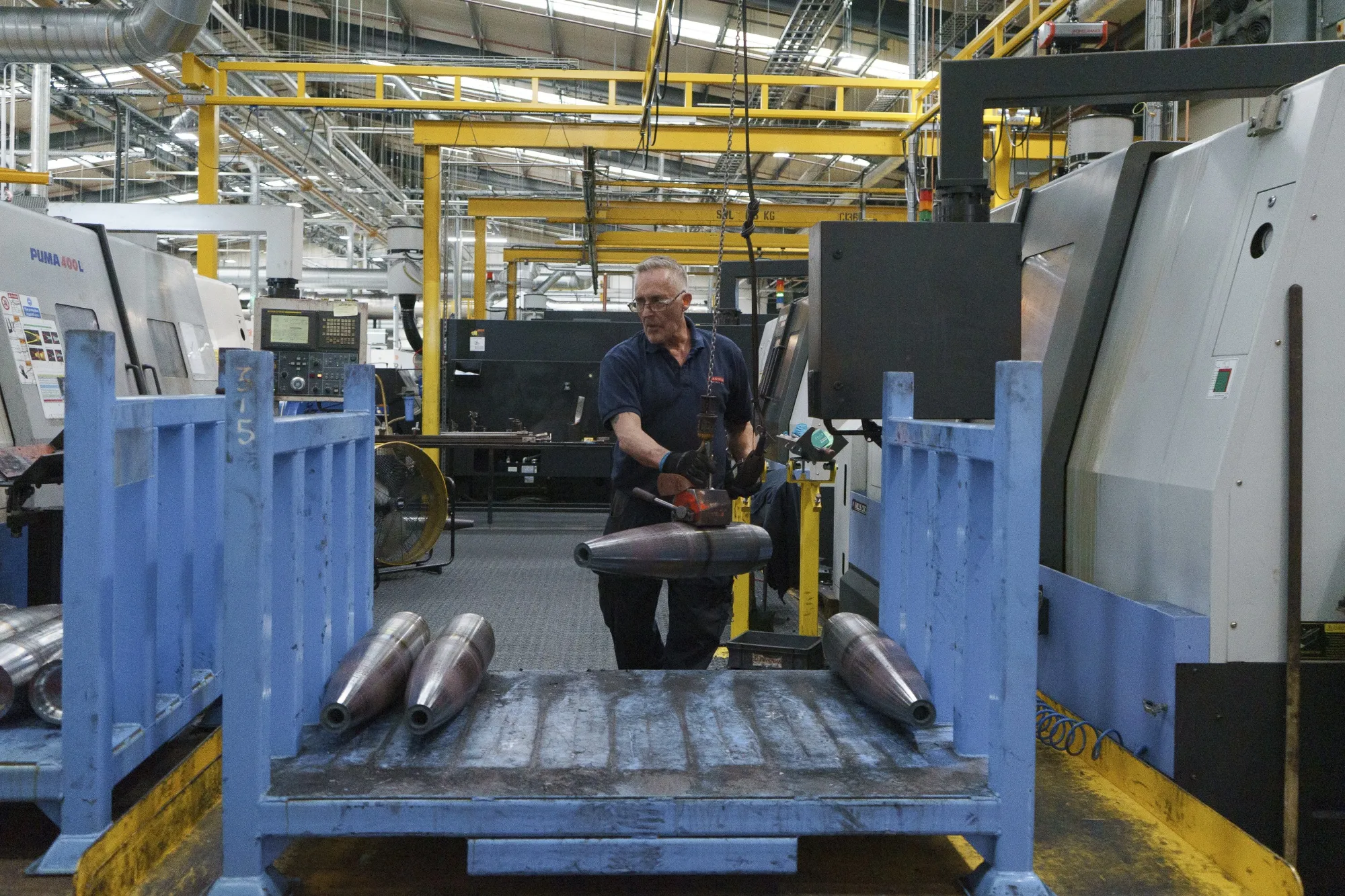 The factory floor at BAE Systems’ manufacturing site in Washington, northeast England.