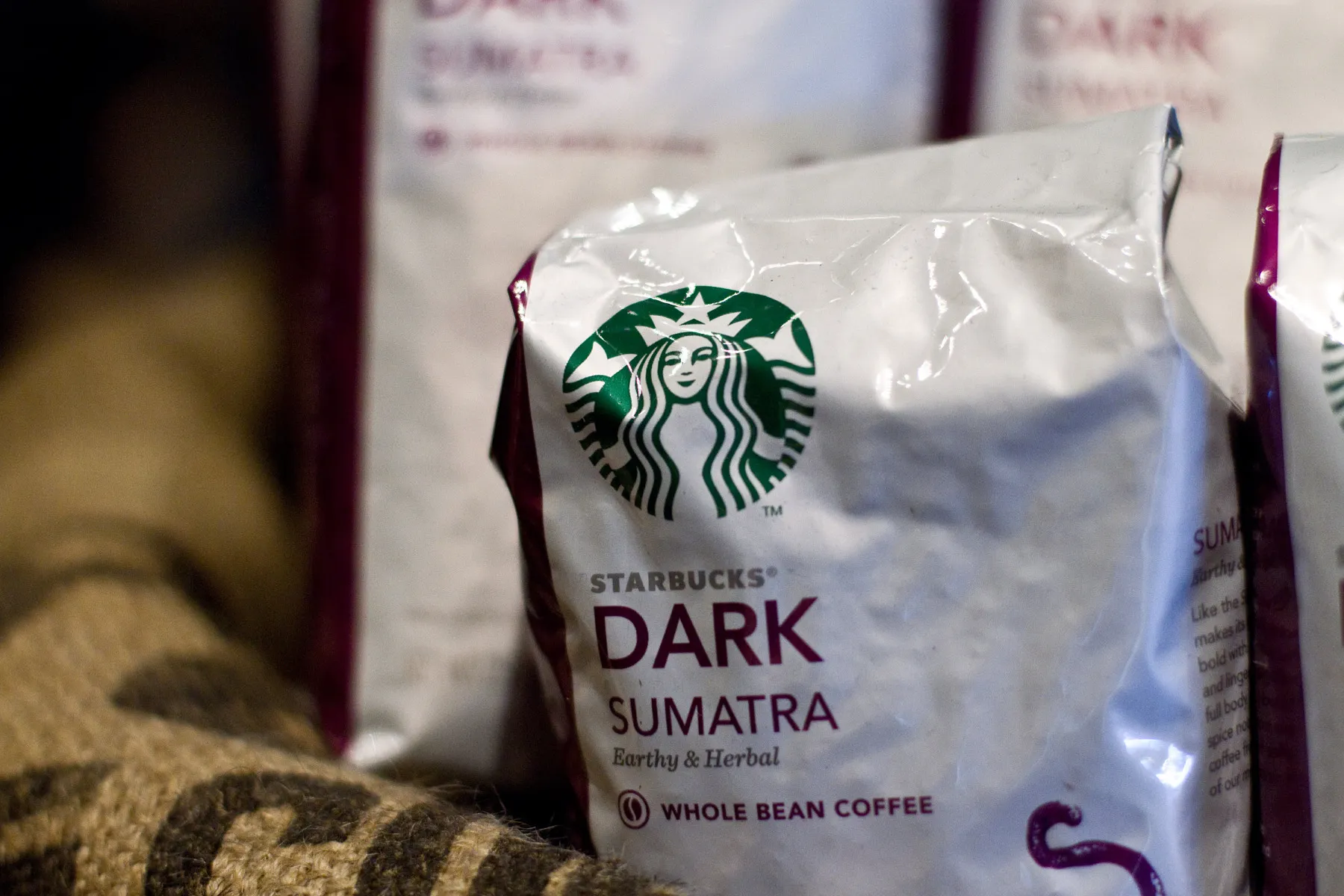 Bags of Starbucks Corp. coffee beans.&nbsp;