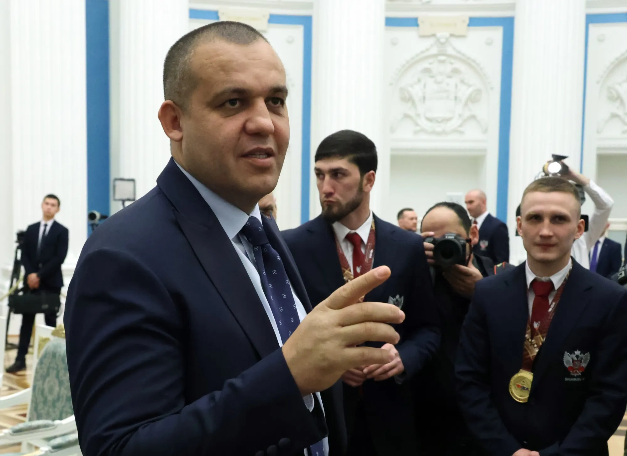 Umar Kremlev during the meeting with national boxing team at Kremlin in Moscow on April 22.