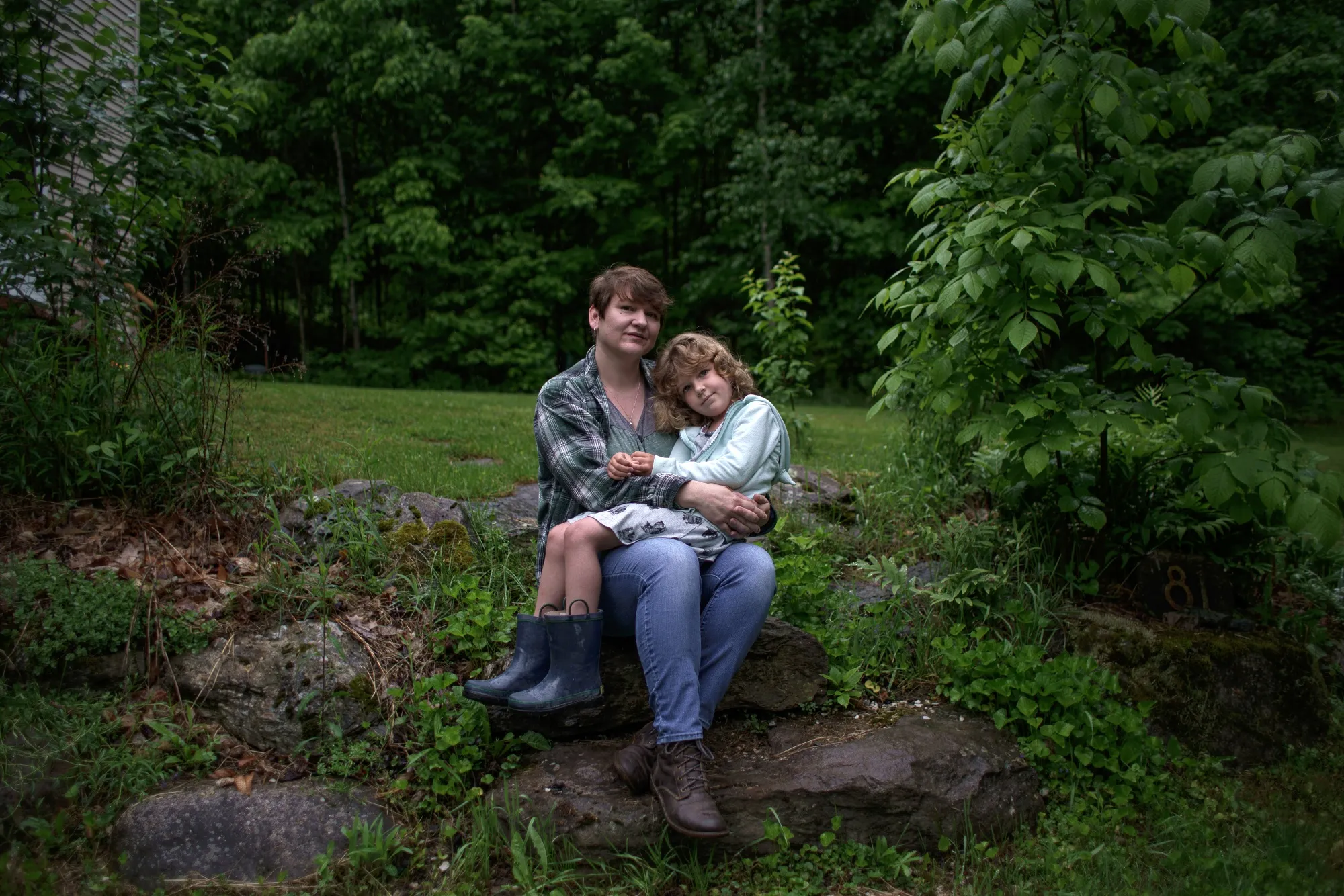 Molly Martin and her daughter, Varya Smith-Martin, in Hinesburg, on May 31.