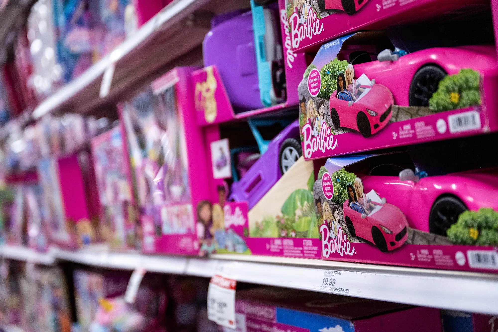 Mattel Inc. brand Barbie toys for sale at a store in Chicago.
