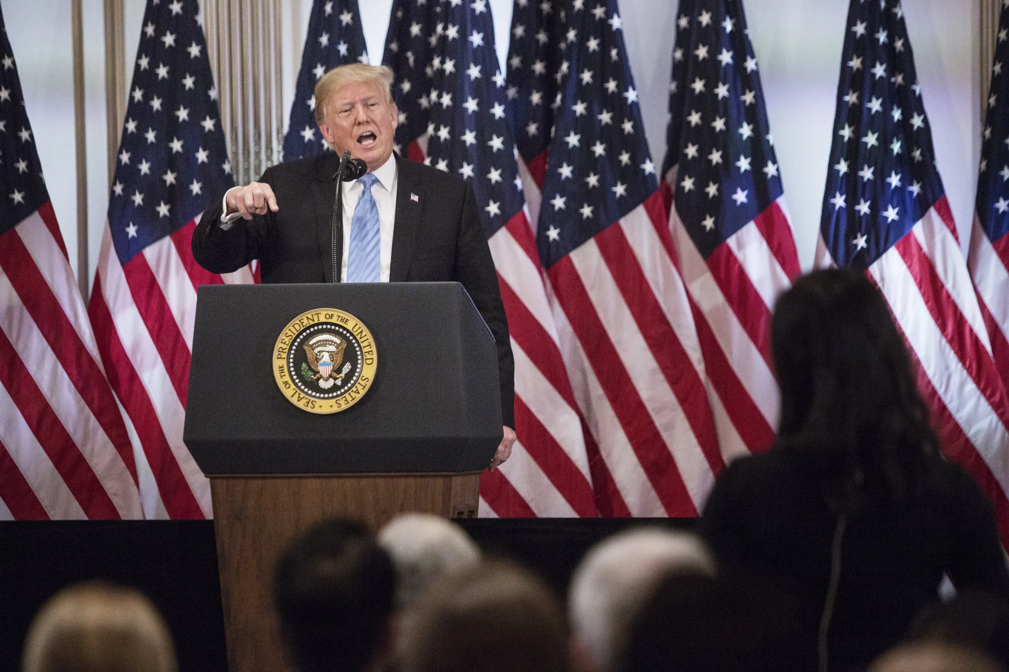 Trump speaks during a news conference on the sidelines of the UN General Assembly in New York on Sept. 26.