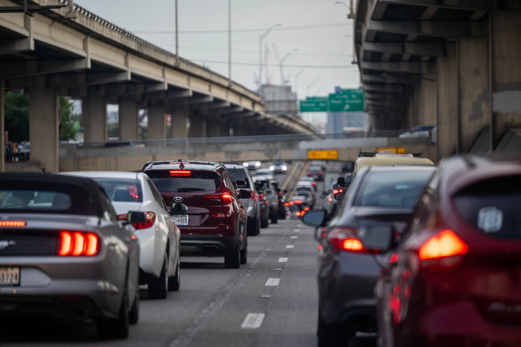 Vehicles travel along Interstate 35 in Austin in 2024.&nbsp;