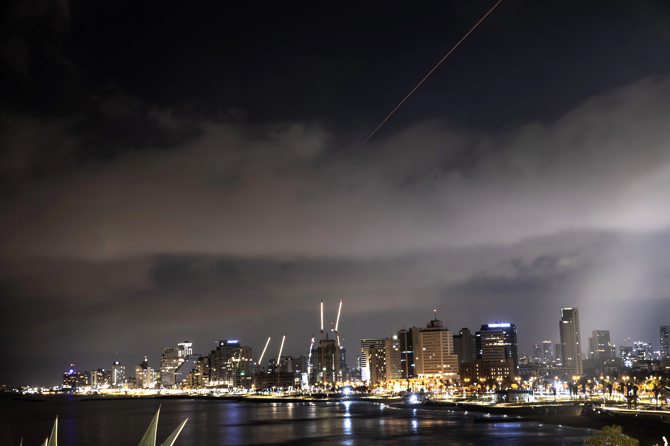Explosions over the skies of Tel Aviv, following the attack from Iran on April 14.