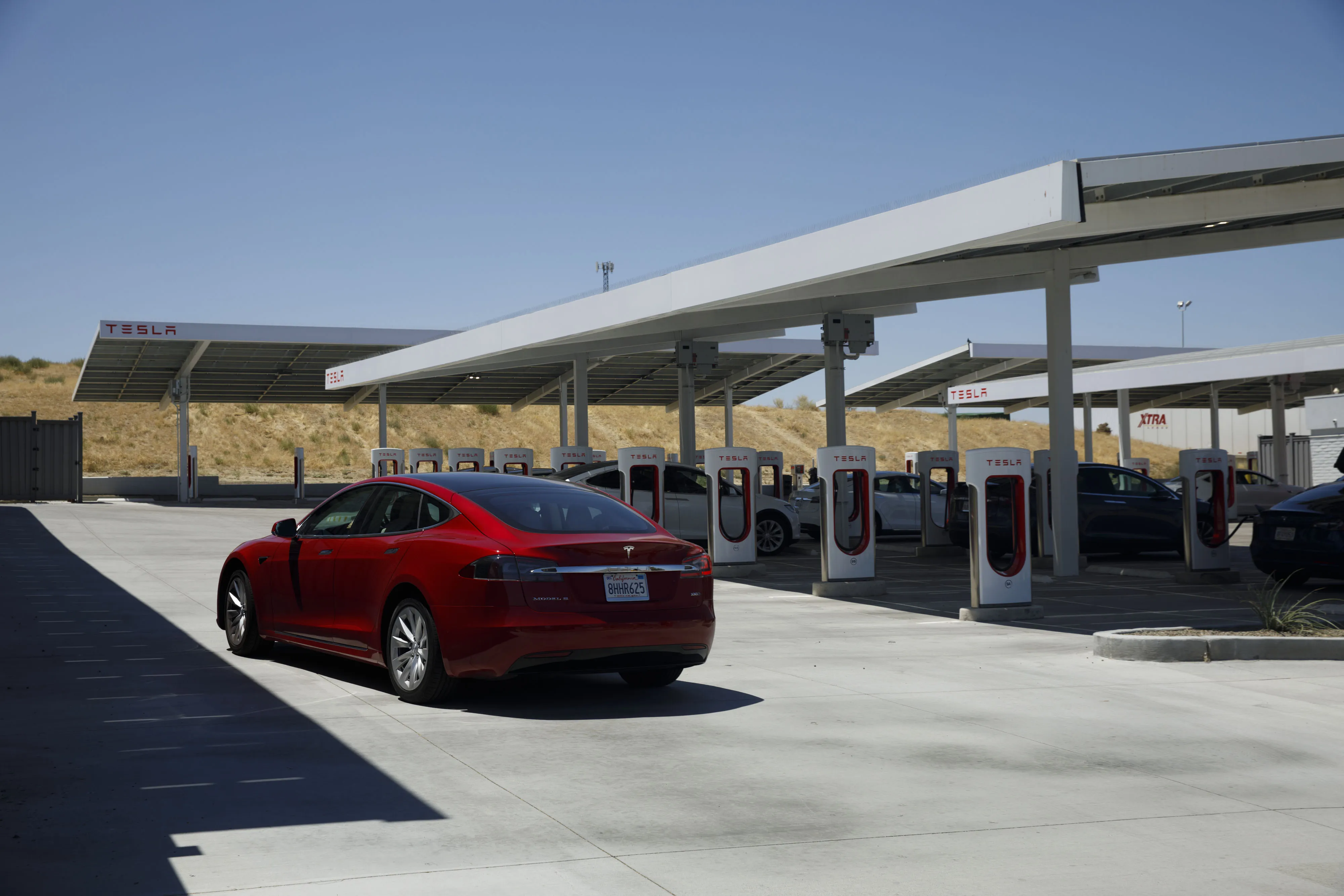 A Tesla Inc. Supercharging Station 