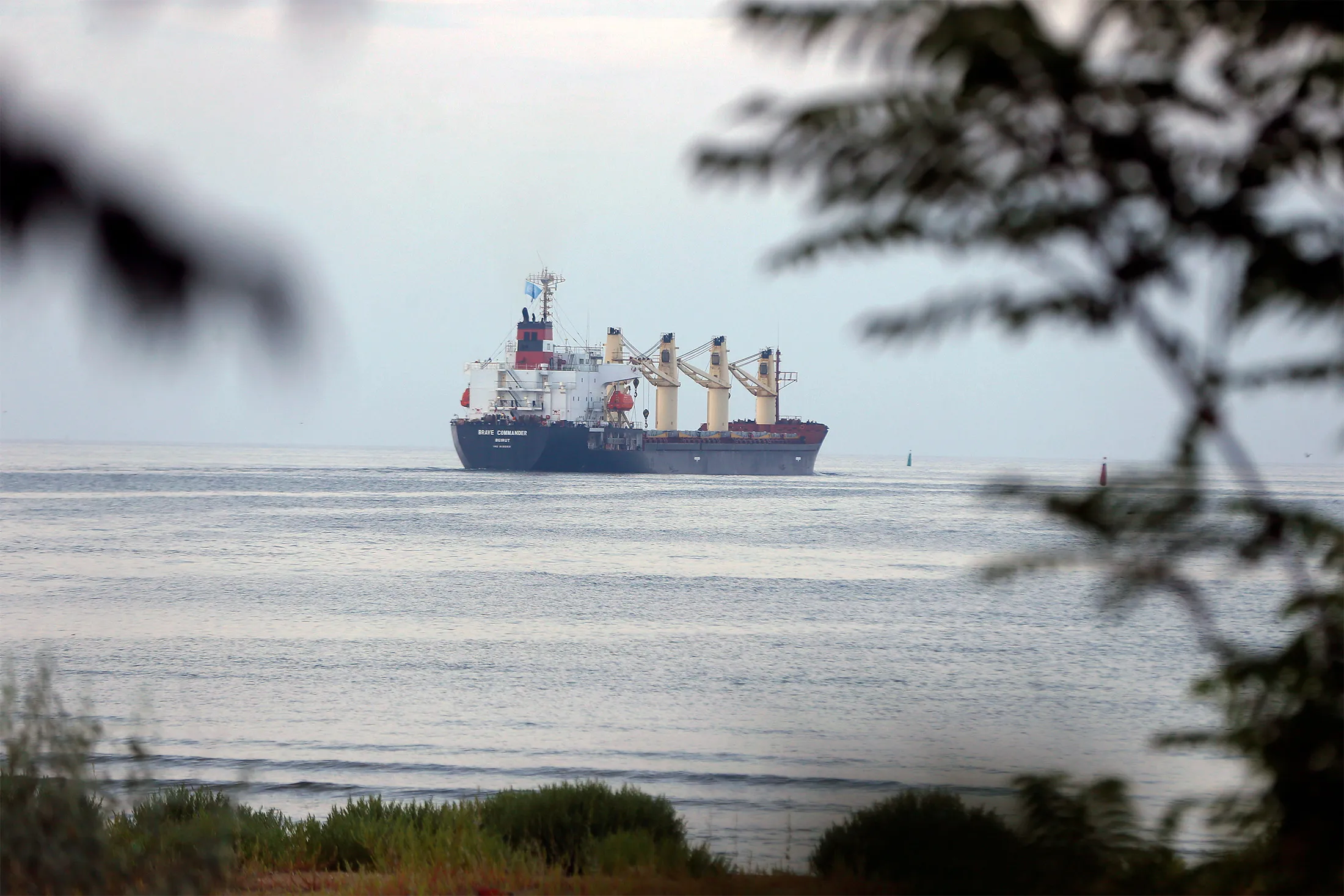A bulk carrier ship loaded with&nbsp;wheat leaves a port in the town of Yuzhne, Odesa region, Ukraine, on Aug. 16.