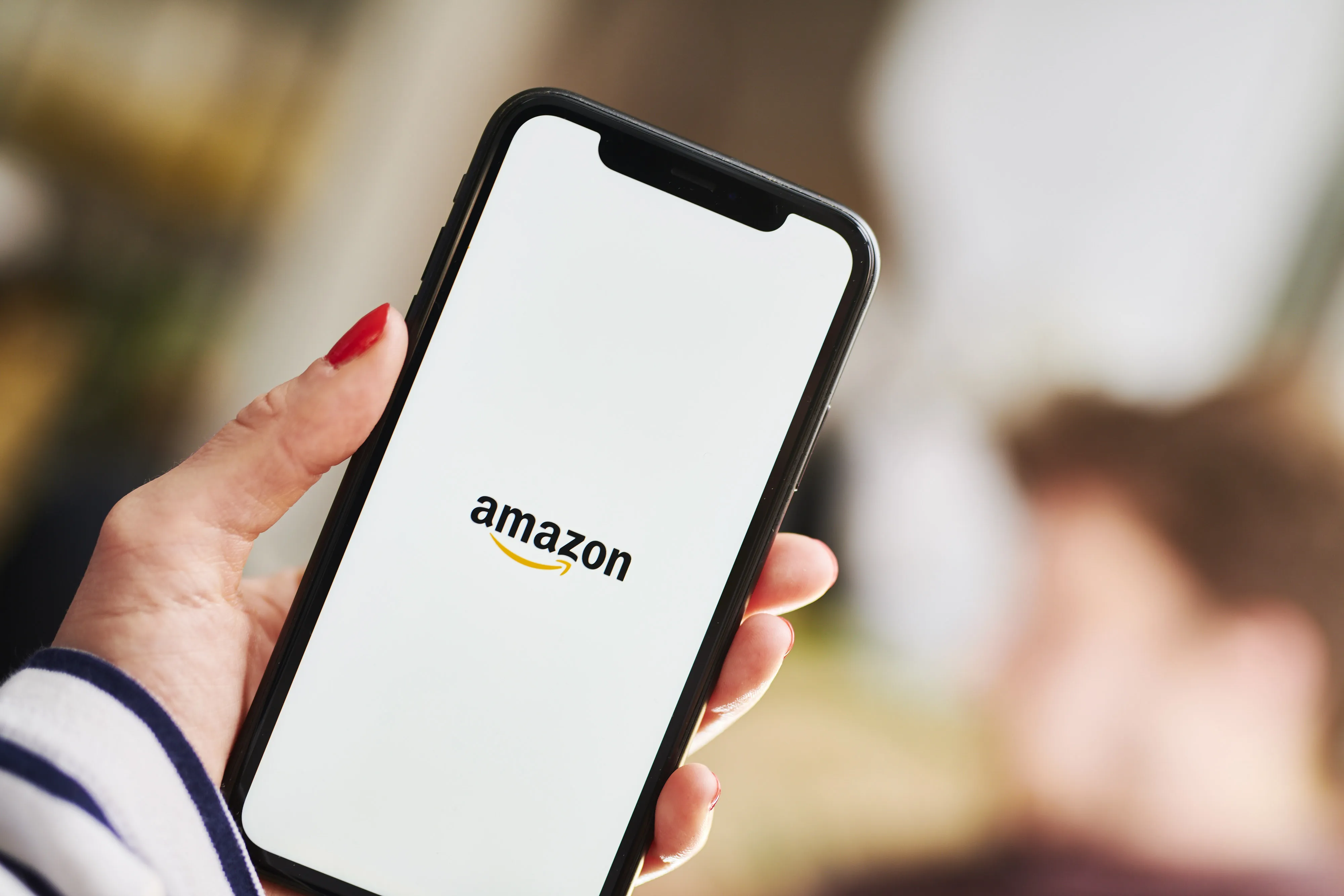 Amazon.com Inc. app is displayed on an Apple Inc. iPhone