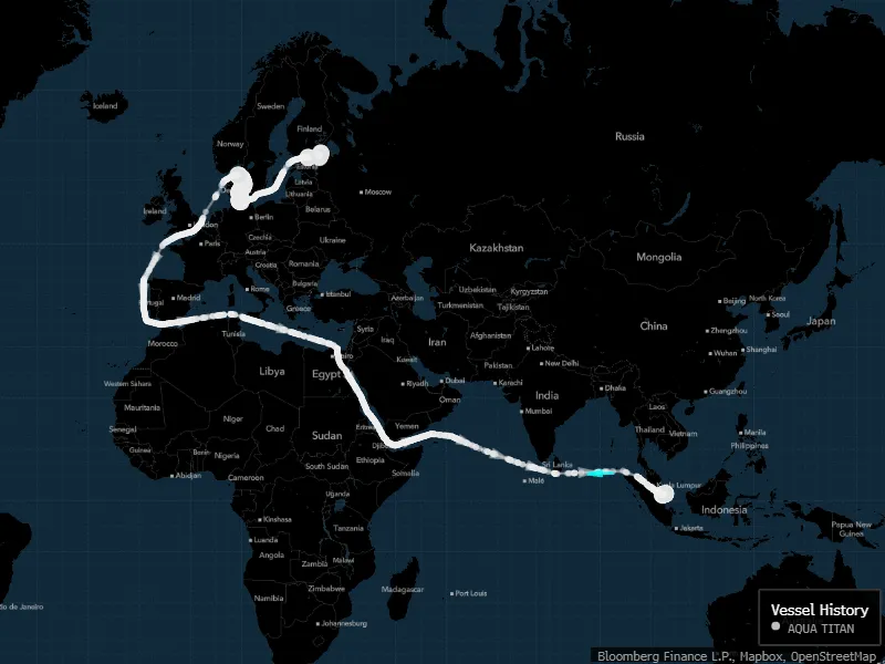 Vessel with Urals crude bound for China has turned around, and is now heading to India.