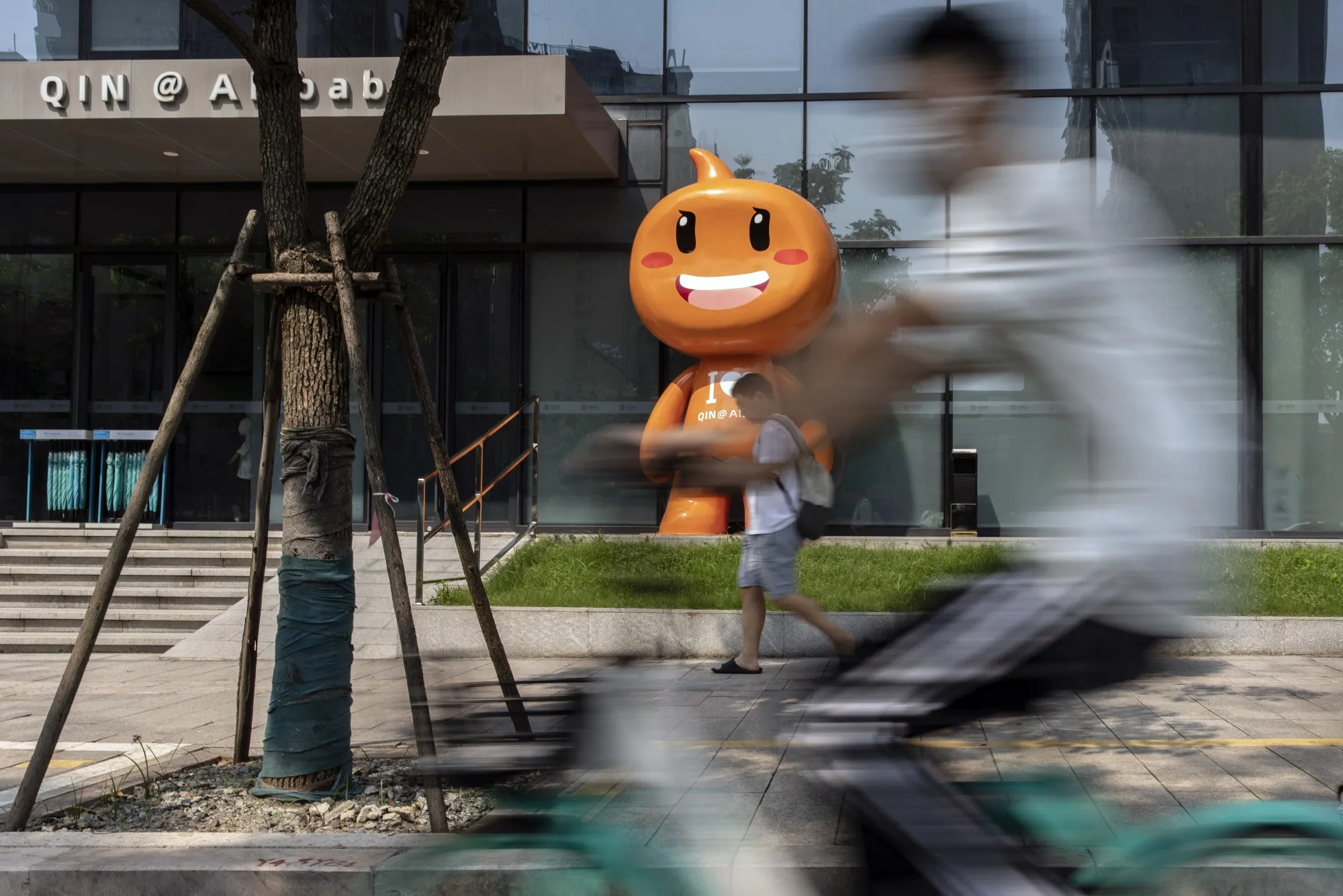 The mascot for Alibaba Group Holding Ltd.'s Taobao e-commerce platform in Hangzhou, China.
