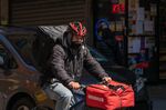 A food delivery courier for Grubhub&nbsp;in New York.