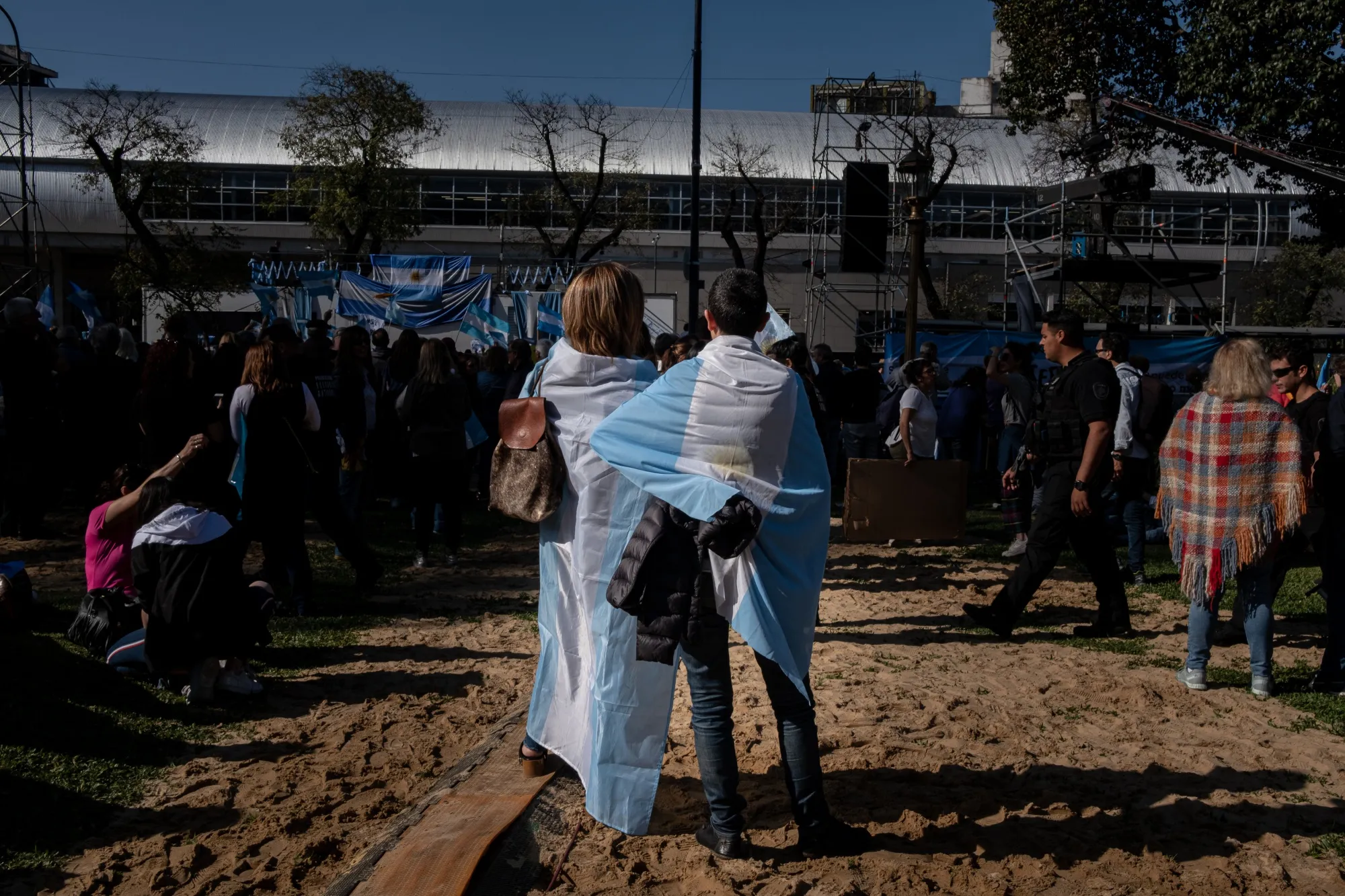 Demonstrators gather ahead of a rally in support of Mauricio Macri in Buenos Aires, on Sept. 28.