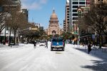 The Texas Capitol is surrounded by snow on Feb. 15 in Austin.