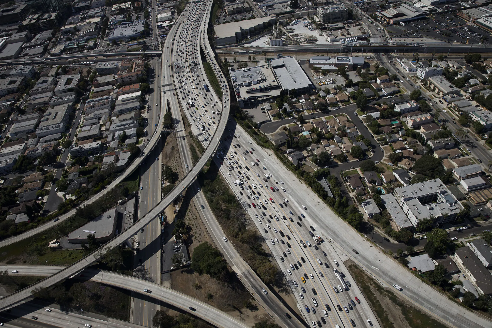 Aerial Views Of Rush Hour Traffic