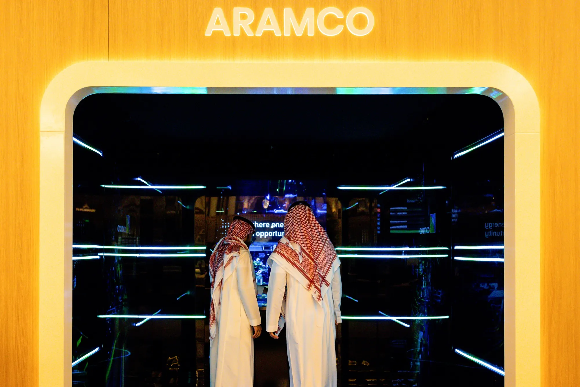 The Saudi Aramco booth at the Future Investment Initiative.