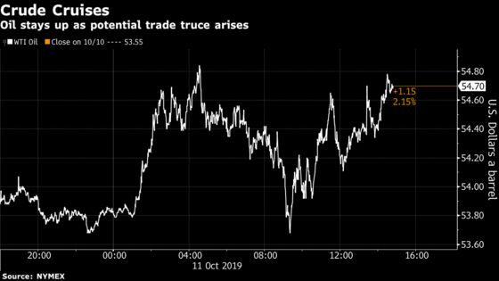 Oil at Two-Week High After U.S.-China Reach Partial Trade Deal