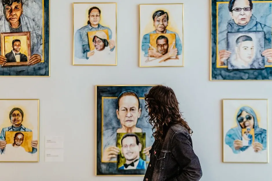 Watercolor portraits by Baltimore artist Tracy Hetzel depict mothers who have lost their children to police shootings.
