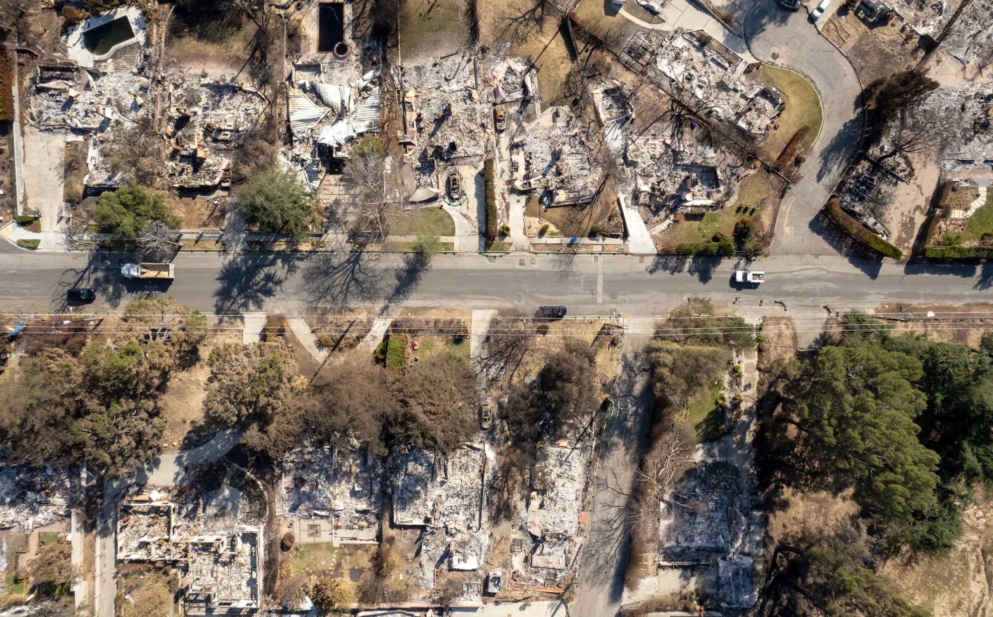 Homes destroyed in the Eaton Fire&nbsp;in Altadena, California.
