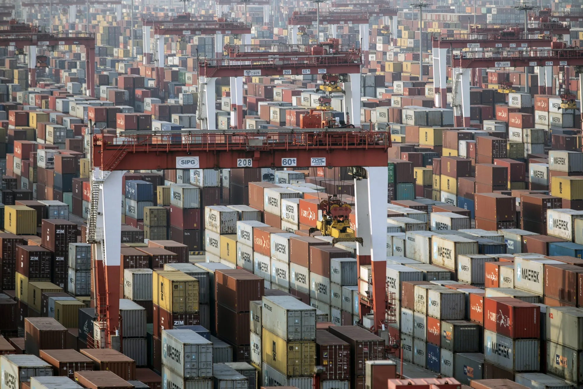 Views of the Yangshan Container Port Ahead of Trade Figures