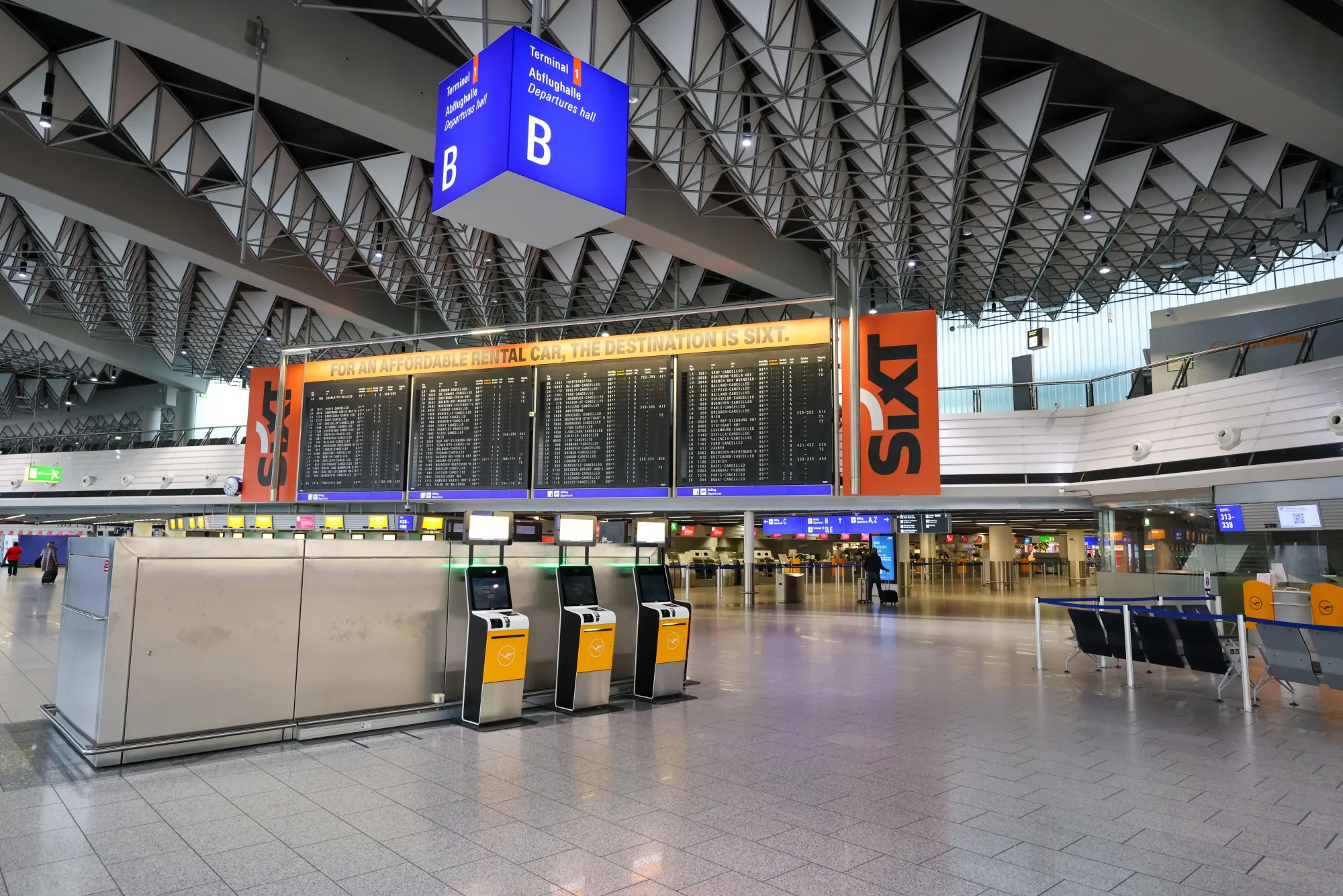 A near empty departure hall at Frankfurt Airport on March 7.