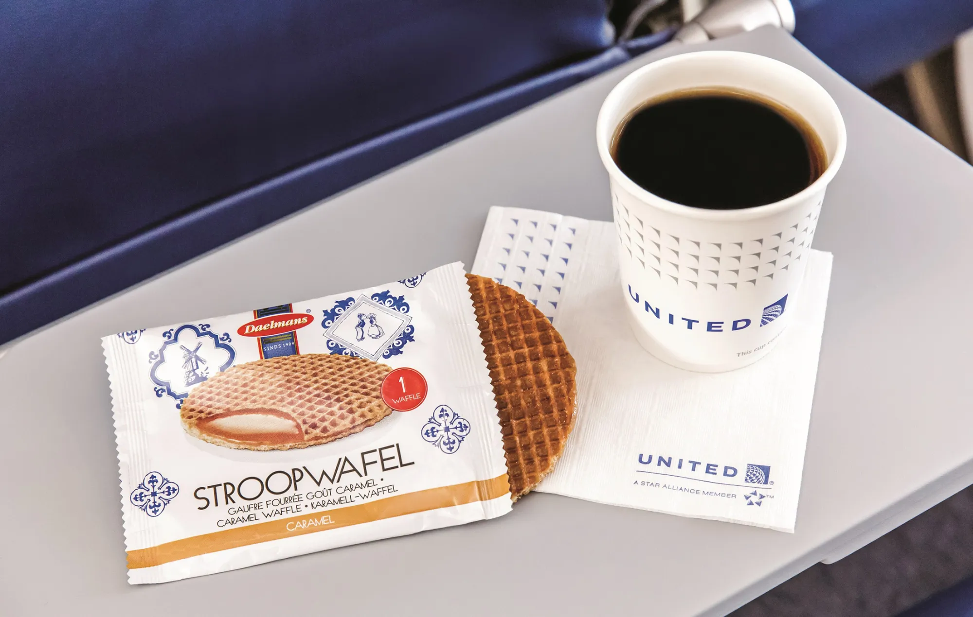 Complimentary stroopwafel. Source: Terry Halsey, United Airlines
