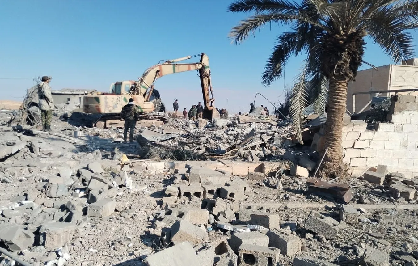 Destruction at the headquarters of Hashd al-Shaabi in Al-Qa'im city of Anbar, Iraq on Feb.&nbsp;3.
