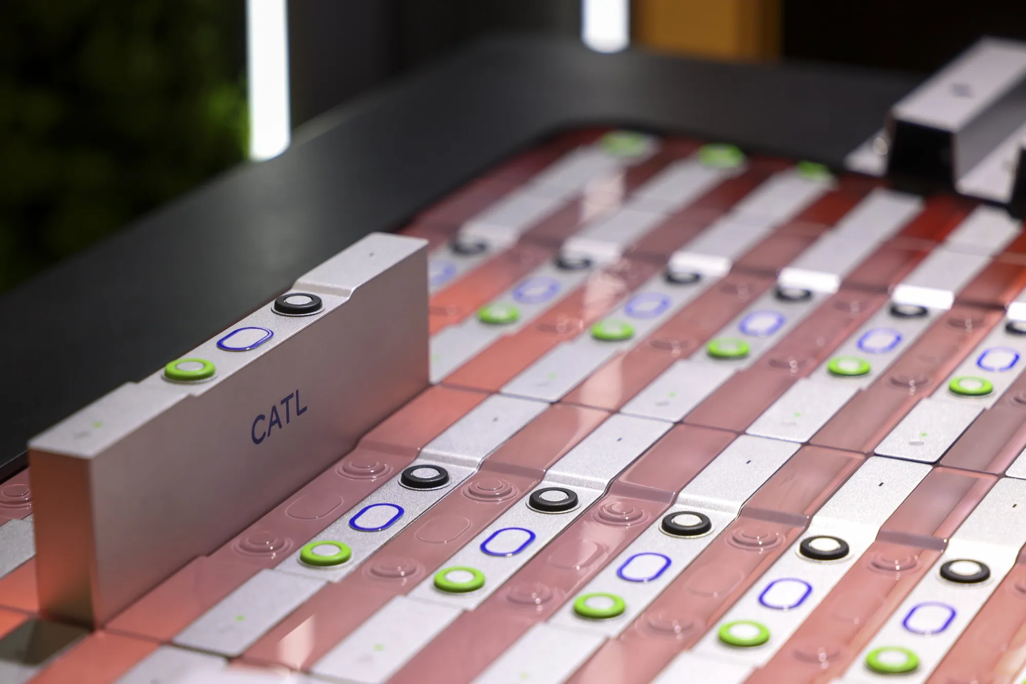 A CATL battery model displayed during the IAA Mobility 2025 expo in Munich, Germany&nbsp;on Sept. 7.
